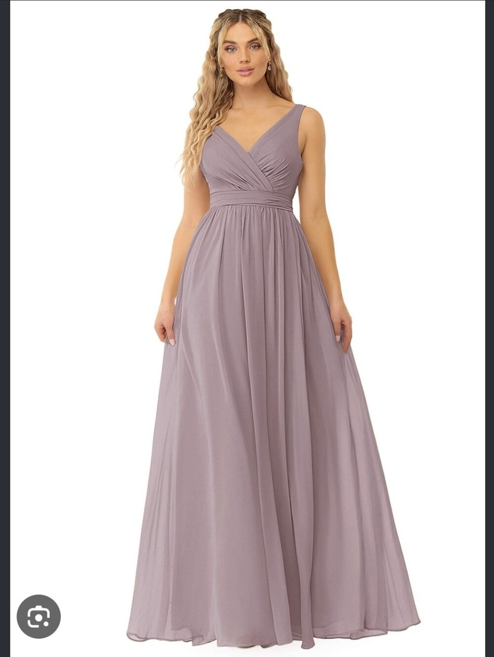 Azazie Dusty Mauve V-Neck Chiffon Bridesmaid Dress
